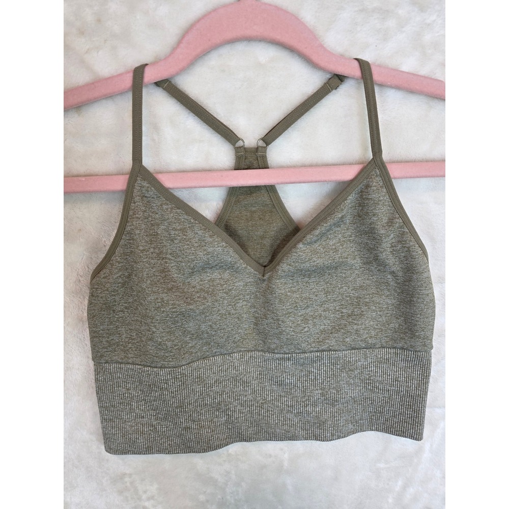 Pink Victorias Secret Active Seamless Crop Sports Bra Heathered‎ Olive Green S